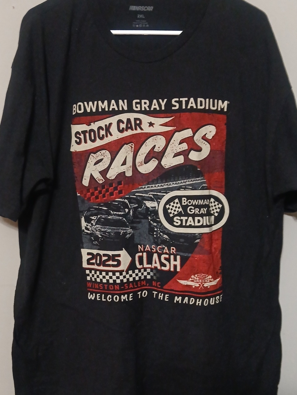 Nascar Black Short-Sleeve 'Stock Car Races' Graphic Tee with Red Accents